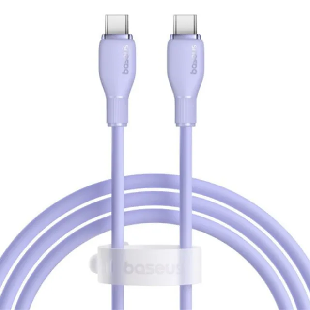 كابل بيسوس بودينج للشحن السريع – USB-C إلى USB-C – بطول 1.2 متر – أبيض لامع-بنفسجي