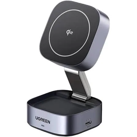 UGREEN 2 في 1 مغناطيسي شاحن لاسلكي35316 15W (رمادي فلكي)
