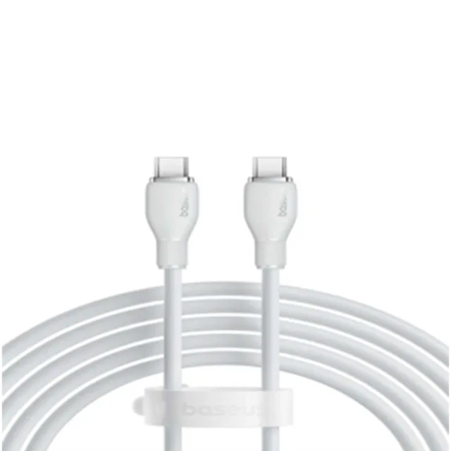 كابل بيسوس بودينج للشحن السريع – USB-C إلى USB-C – بطول 1.2 متر – أبيض لامع-أبيض