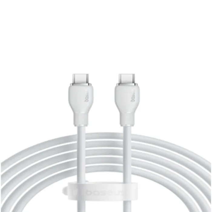 كابل بيسوس بودينج للشحن السريع – USB-C إلى USB-C – بطول 1.2 متر – أبيض لامع-أبيض