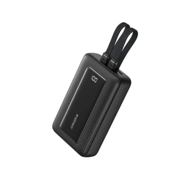 باور بانك أنكر زولو – 20000 مللي أمبير، 30 واط، بكابلات USB-C وLightning مدمجة-أسود
