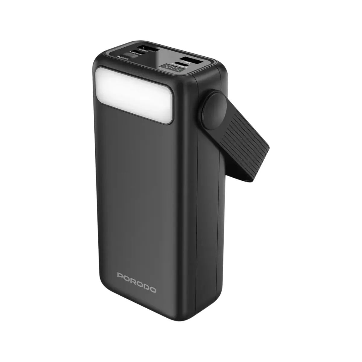 شاحن متنقل Porodo Lara 50000mAh مع Integrated Cables & كشاف — أسود