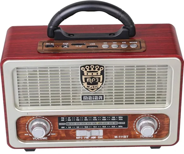 Meier M-111bt راديو — محمول Am/FM راديو مع بلوتوث & شحن Functions, Supports TF Card, Aux, USB, و MP3 Player