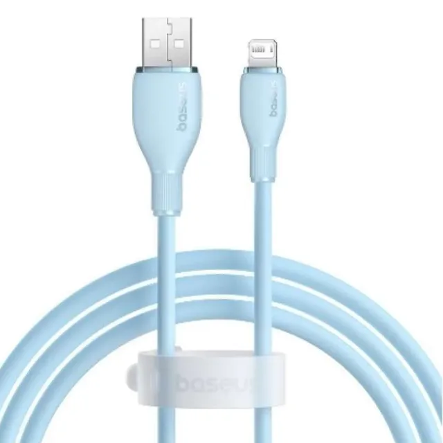 كابل بيسوس بودينج للشحن السريع – USB-A إلى Lightning – بطول 2 متر – أبيض / أسود-أزرق