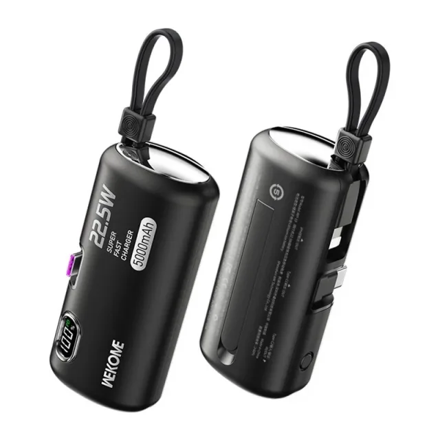WEKOME WP-19 5000mAh محمول 22.5W سريع شاحن شاحن متنقل أسود