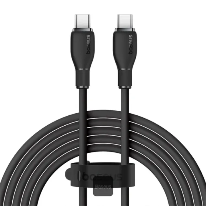 كابل بيسوس بودينج للشحن السريع – USB-C إلى USB-C – بطول 1.2 متر – أبيض لامع-أسود
