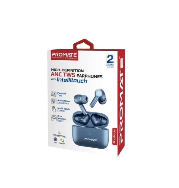 سماعات Promate ProPods اللاسلكية داخل الأذن – بخاصية تقليل الضوضاء-أزرق