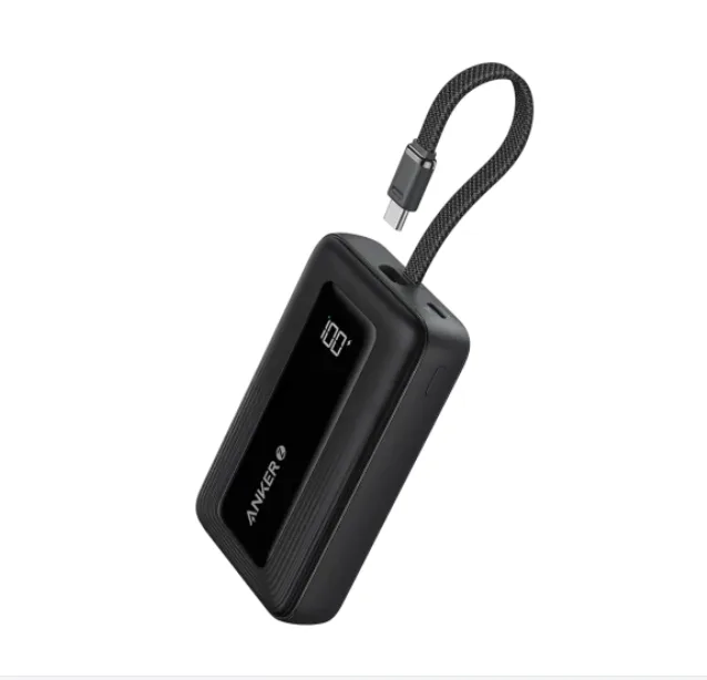 بنك الطاقة أنكر زولو (20000 مللي أمبير ساعة، 30 واط، كابل USB-C مدمج)-أسود