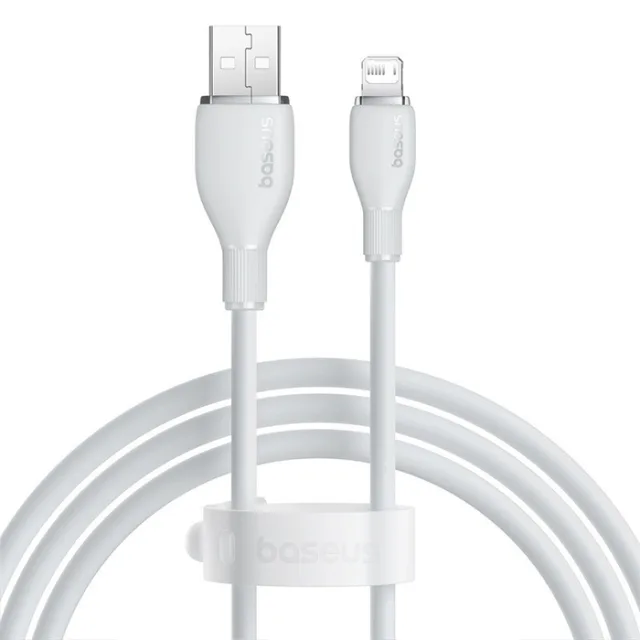 كابل بيسوس بودينج للشحن السريع – USB-A إلى Lightning – بطول 2 متر – أبيض / أسود-أبيض