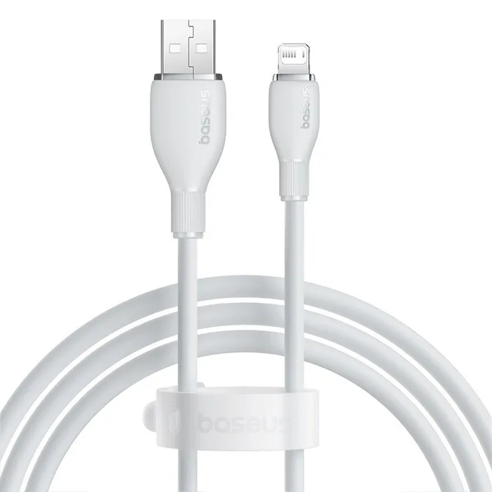 كابل بيسوس بودينج للشحن السريع – USB-A إلى Lightning – بطول 2 متر – أبيض / أسود-أبيض