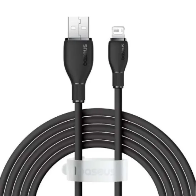 كابل بيسوس بودينج للشحن السريع – USB-A إلى Lightning – بطول 2 متر – أبيض / أسود-أسود