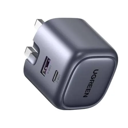 UGREEN Nexode 35W 2-منفذ GaN سريع شاحن UK أسود