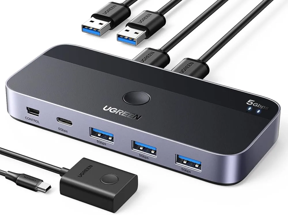 UGREEN USB 3.0 Sharing Switch 2 In 4 Out أسود