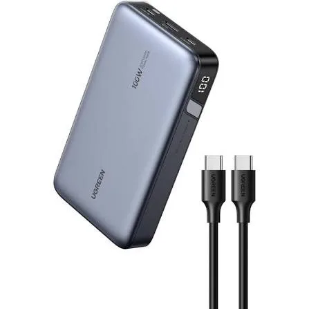 UGREEN 20000mAh 100W 2-way شحن سريع شاحن متنقل أسود