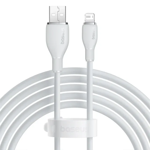 كابل بيسوس بودينج للشحن السريع – USB-A إلى Lightning – بطول 2 متر – أبيض / أسود-أبيض